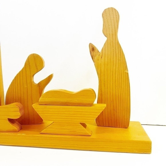 Hand Carved Wooden Nativity Set Simple Children Sunday School Christmas Kids - Picture 3 of 10